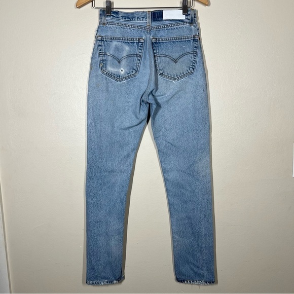 RE/DONE Levi’s USA Women’s High Rise Button Fly Denim Distressed Jeans Size 24 - Picture 8 of 16